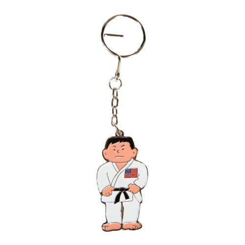 Karate Man with Flag Keychain USA
