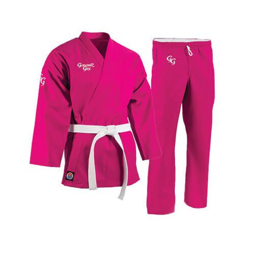 ProForce® Gladiator Girl 6 oz. Karate Uniform (Elastic Drawstring) - 55/45 Blend - Pink - With Free White Belt
