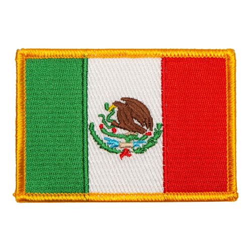 Patch Mexican Flag Gold Border 2.25"x3.5"