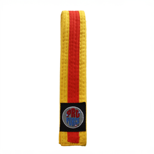 ProForce&#174; II 1.5" Single Wrap Orange Color Striped Yellow Karate Belt