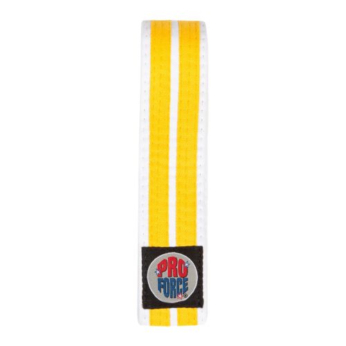 ProForce&#174; 1.75'' Single Wrap 2 Stripe White Karate Belt AWMA Yellow #0 