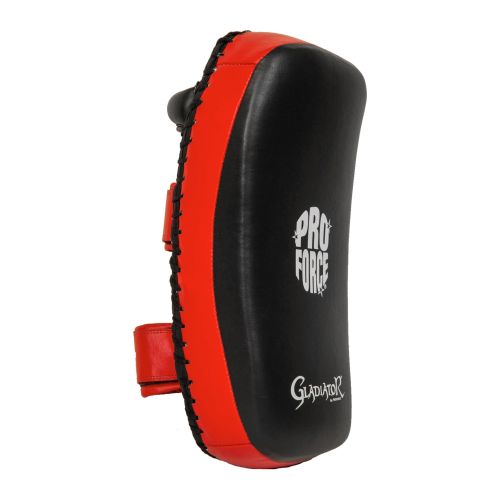PROFORCE GLADIATOR CURVED LEATHER MUAY THAI ARM SHIELD BLACK RED 16" X 8" X  4"