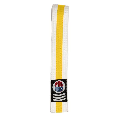 ProForce&#174; 1.75'' Single Wrap 2 Stripe White Karate Belt AWMA Yellow #0 