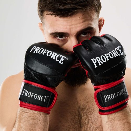 ProForce&#174; Ultra II Leather MMA Gloves dev-awma Black & Red Small 
